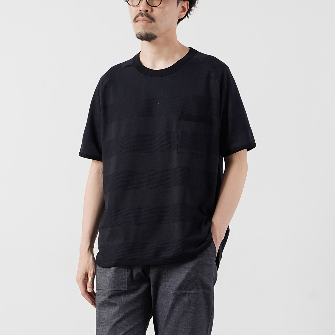 RE MADE IN TOKYO JAPAN（アールイーメイドイントウキョウジャパン） ジャガード ボーダーニットTシャツ 日本製 / メンズ 半袖 | Re made in tokyo japan | 03