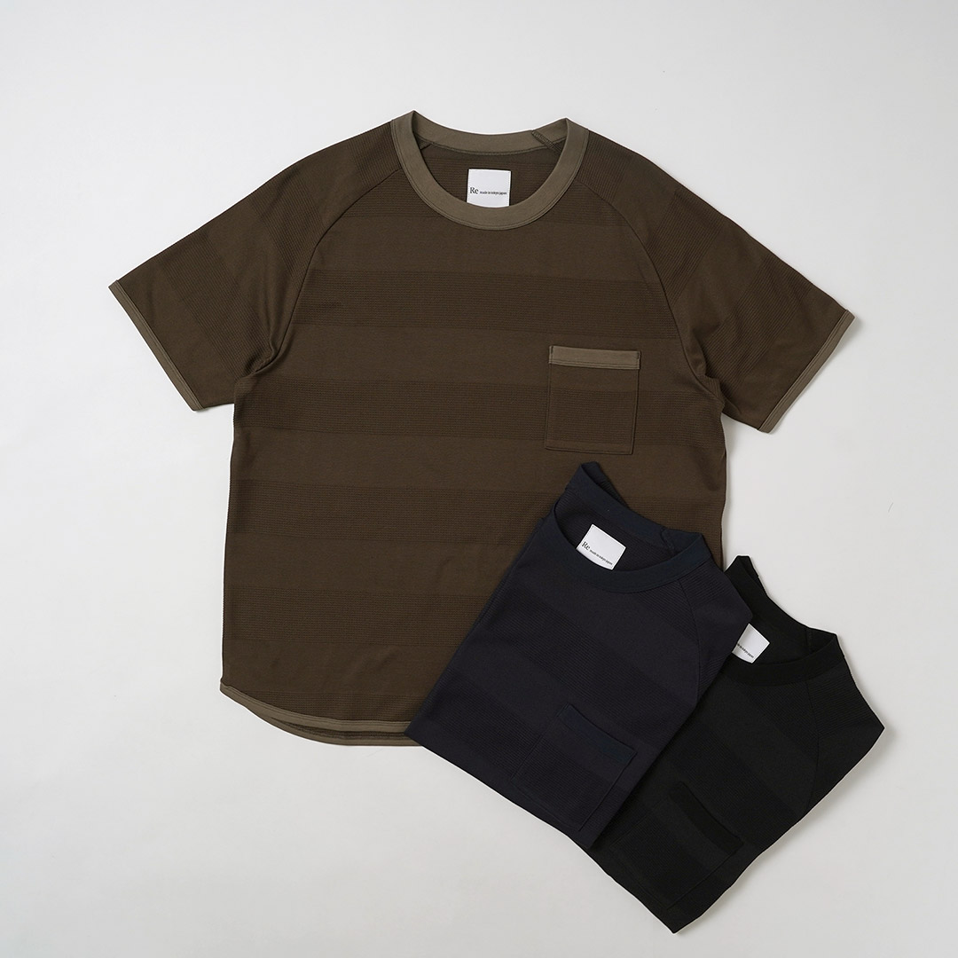 RE MADE IN TOKYO JAPAN（アールイーメイドイントウキョウジャパン） ジャガード ボーダーニットTシャツ 日本製 / メンズ 半袖 | Re made in tokyo japan | 05