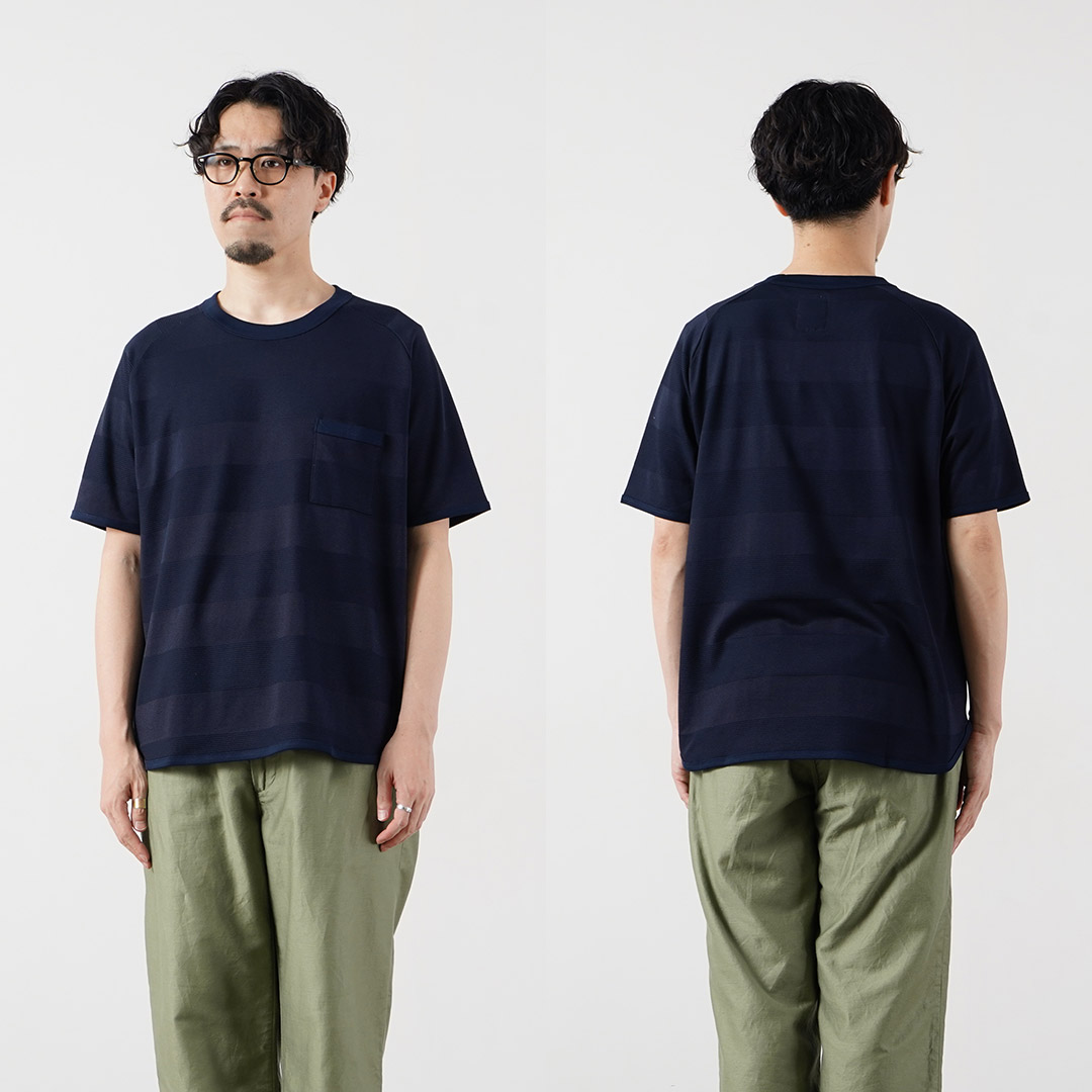 RE MADE IN TOKYO JAPAN（アールイーメイドイントウキョウジャパン） ジャガード ボーダーニットTシャツ 日本製 / メンズ 半袖 | Re made in tokyo japan | 14