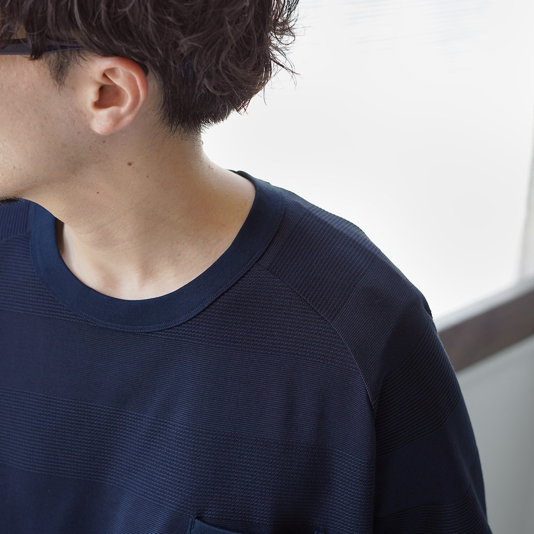 RE MADE IN TOKYO JAPAN（アールイーメイドイントウキョウジャパン） ジャガード ボーダーニットTシャツ 日本製 / メンズ 半袖 | Re made in tokyo japan | 08