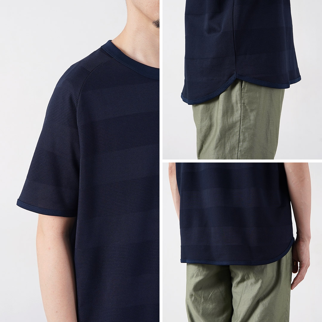 RE MADE IN TOKYO JAPAN（アールイーメイドイントウキョウジャパン） ジャガード ボーダーニットTシャツ 日本製 / メンズ 半袖 | Re made in tokyo japan | 13