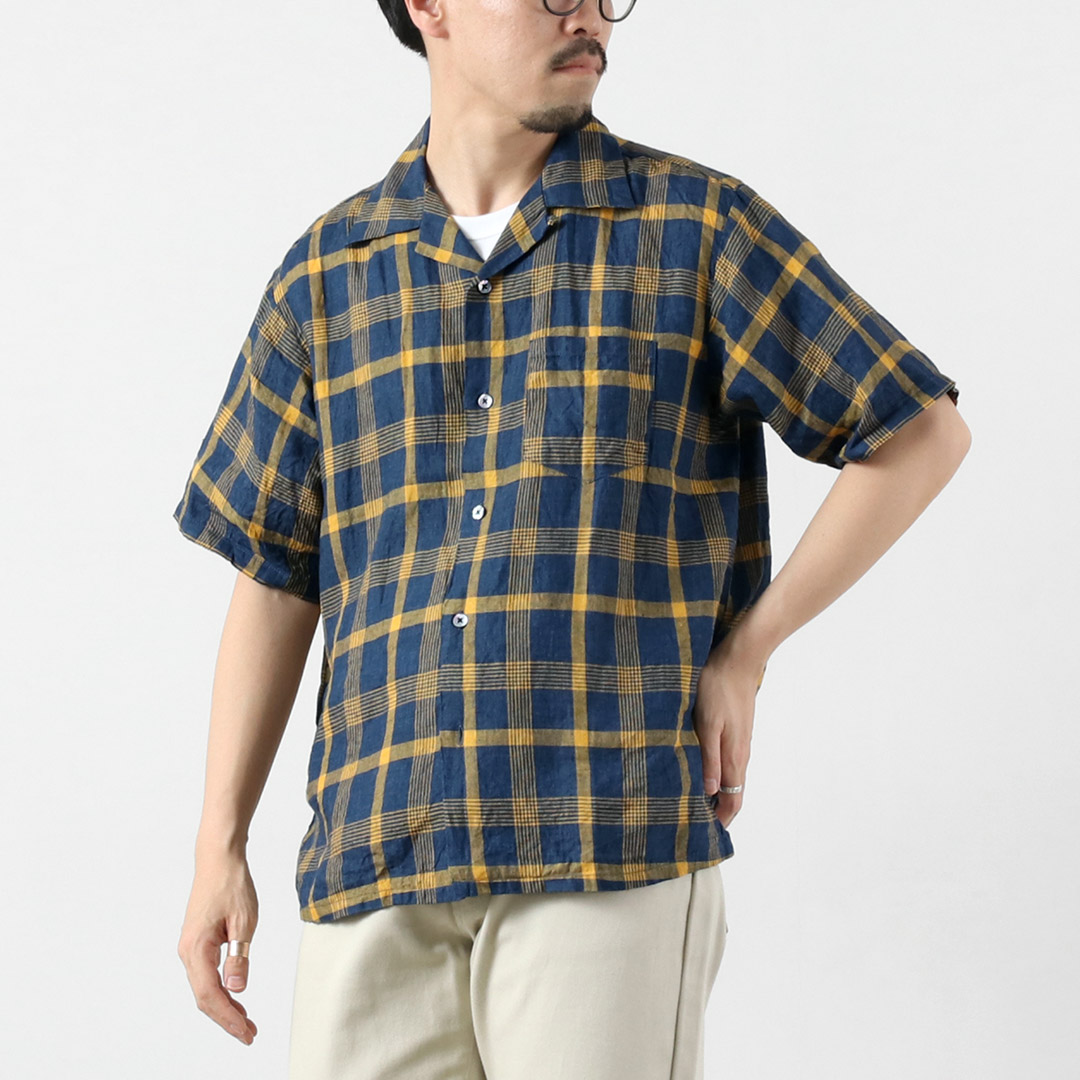 SEUVAS（ソウバス） リネン オープンカラーシャツ 日本製 / メンズ 半袖 チェック | SEUVAS | 01
