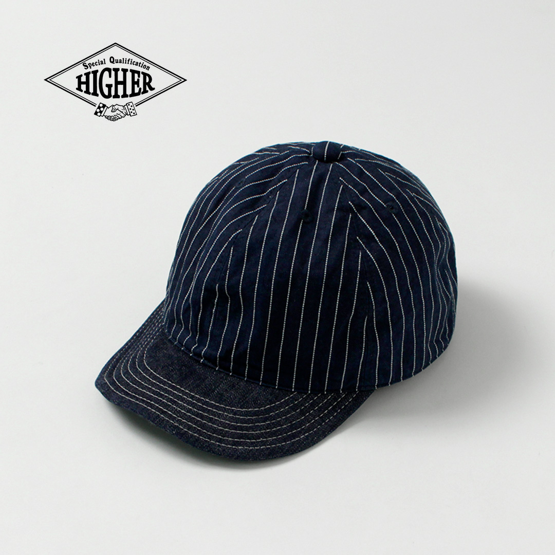 HIGHER（ハイアー） 9oz ヒッコリー×デニムキャップ 日本製 / メンズ 帽子 セルヴィッジデニム レザー | HIGHER（ファッション）