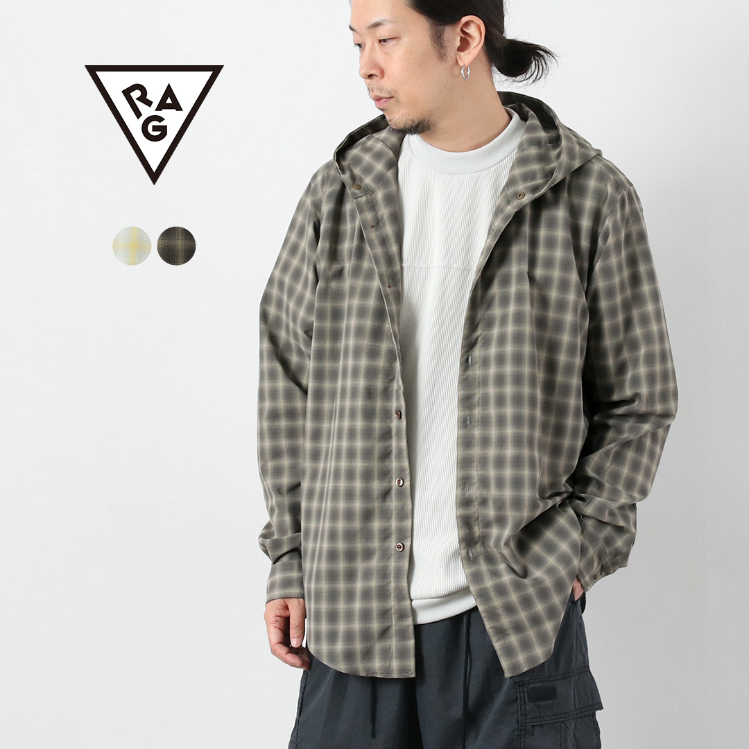 RAG（ラグ） オンブレチェック フーデッド シャツ 日本製 UVカット / メンズ 長袖 | RAG