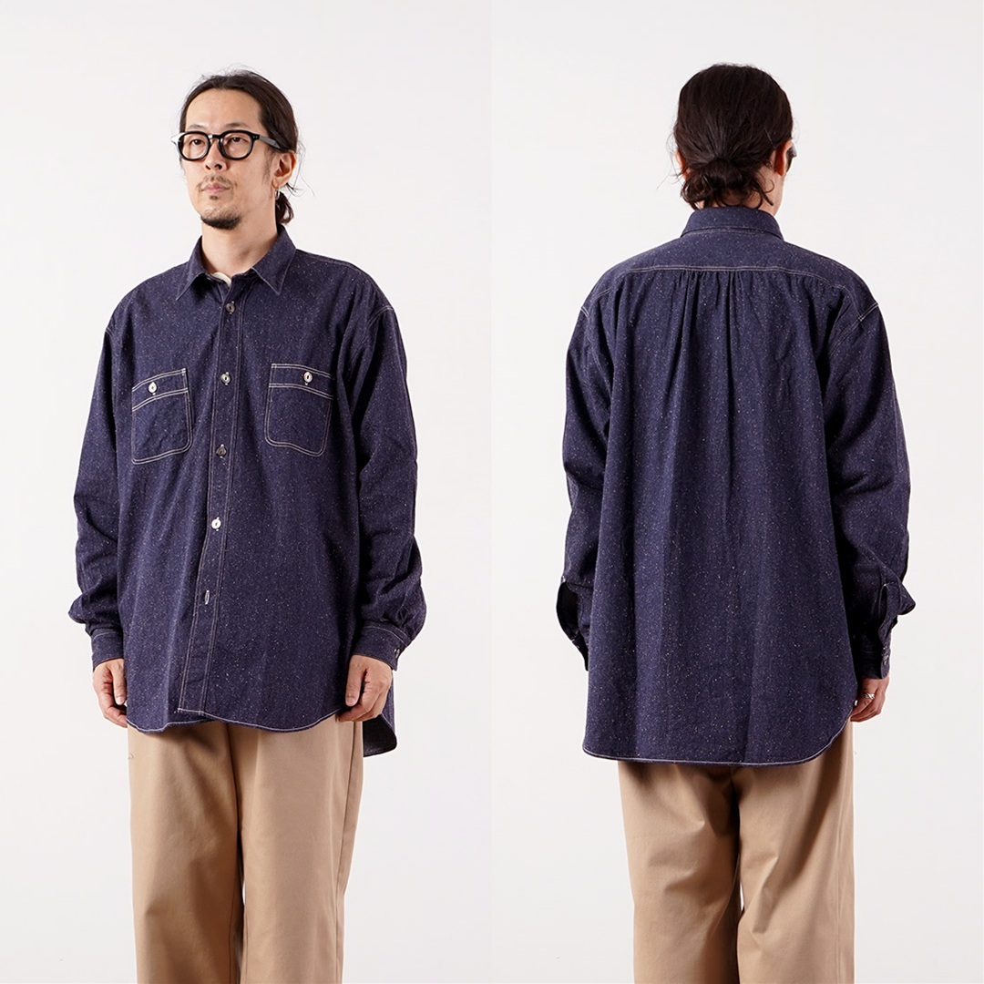 FUJITO（フジト） ネップデニムシャンブレー ビッグサイズ ワークシャツ 日本製 / レギュラーカラー オーバーシルエット | FUJITO | 15