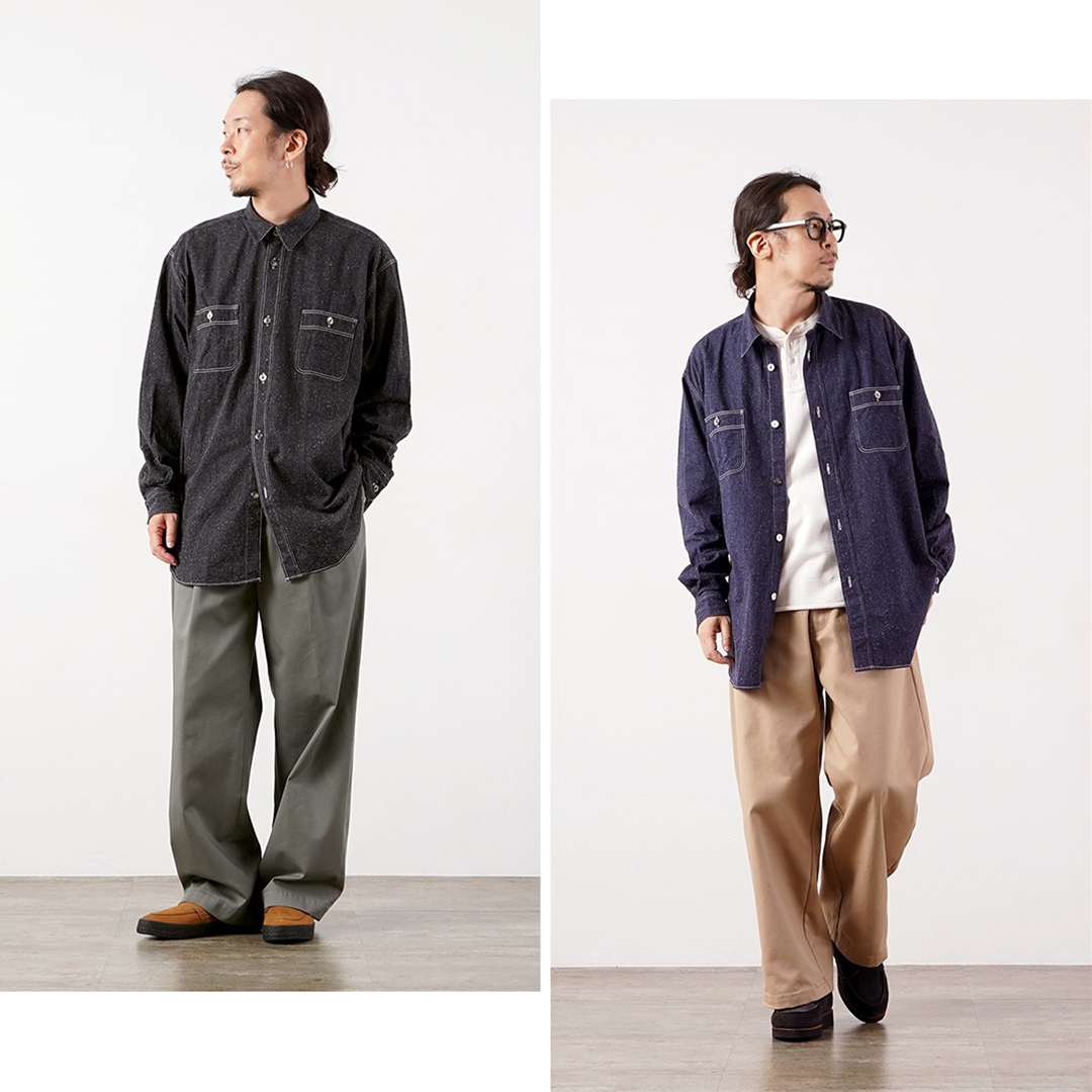 FUJITO（フジト） ネップデニムシャンブレー ビッグサイズ ワークシャツ 日本製 / レギュラーカラー オーバーシルエット | FUJITO | 16