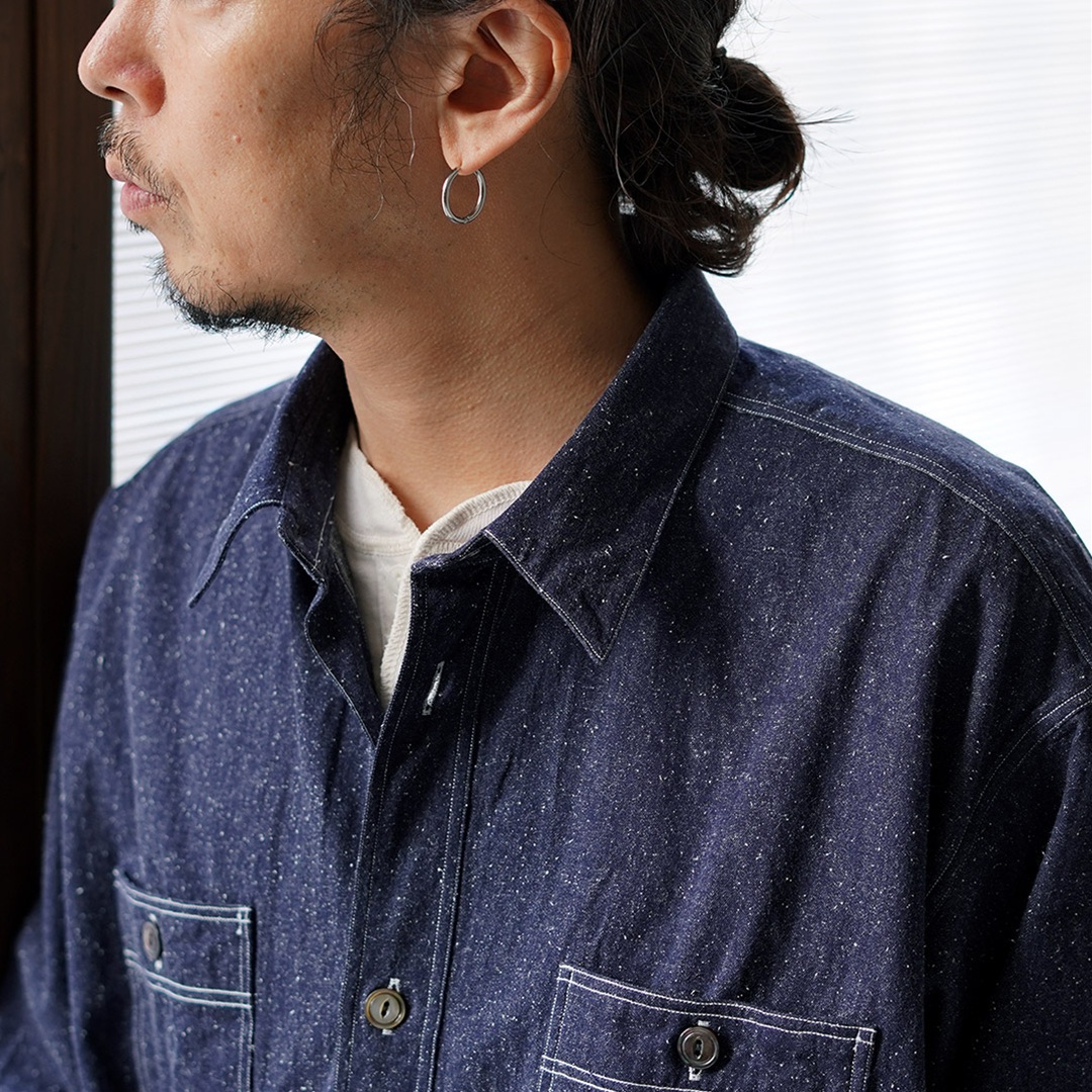 FUJITO（フジト） ネップデニムシャンブレー ビッグサイズ ワークシャツ 日本製 / レギュラーカラー オーバーシルエット | FUJITO | 06