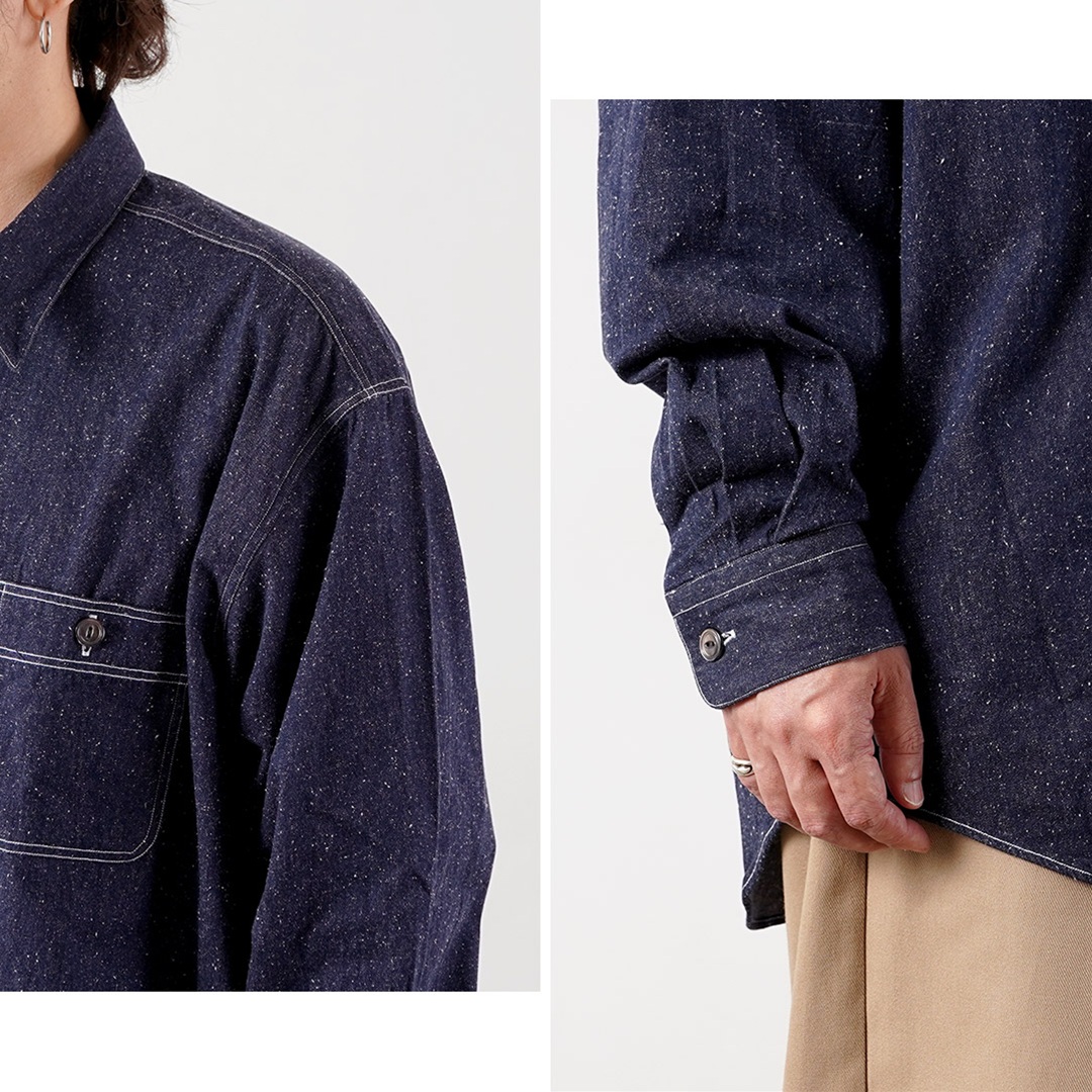 FUJITO（フジト） ネップデニムシャンブレー ビッグサイズ ワークシャツ 日本製 / レギュラーカラー オーバーシルエット | FUJITO | 12