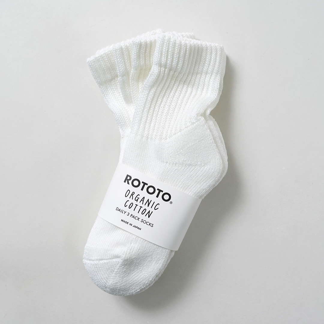 ROTOTO（ロトト） オーガニック デイリー 3パック ミニクルーソックス 日本製 / R1522 メンズ レディース 靴下 |  | 01