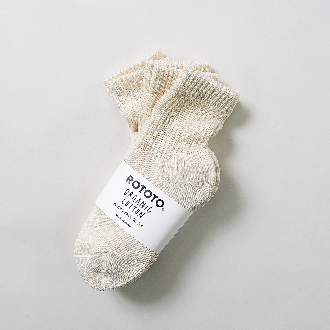 ROTOTO（ロトト） オーガニック デイリー 3パック ミニクルーソックス 日本製 / R1522 メンズ レディース 靴下 |  | 05