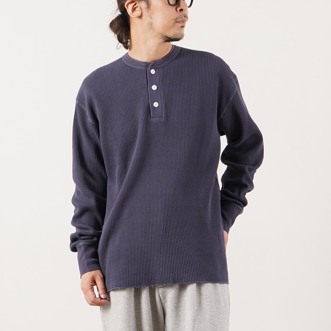 HEALTHKNIT（ヘルスニット） サーマルキングワッフル ヘンリーネック ロングスリーブ (ピグメントダイ) / メンズ 長袖 | Healthknit | 02