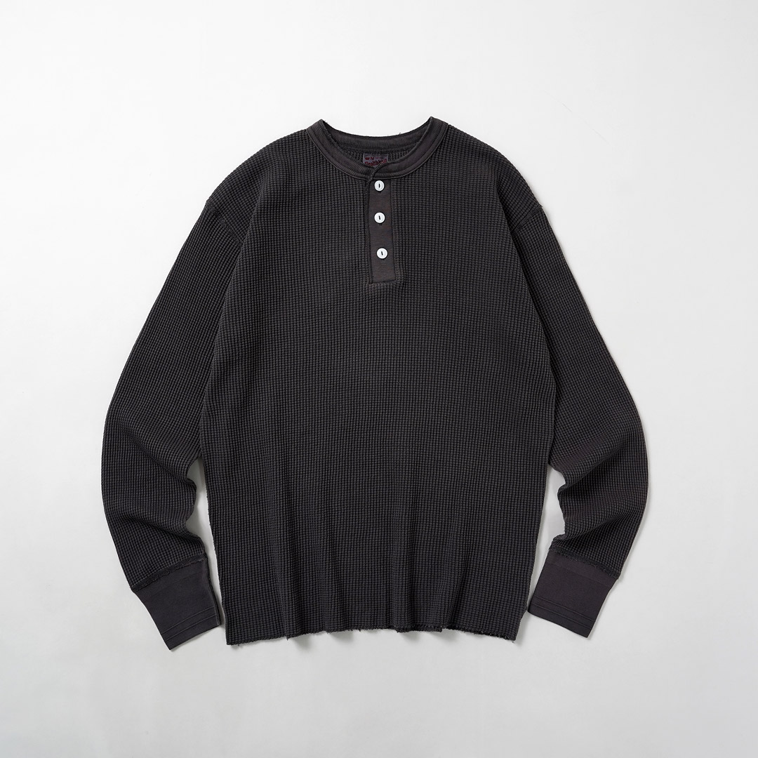 HEALTHKNIT（ヘルスニット） サーマルキングワッフル ヘンリーネック ロングスリーブ (ピグメントダイ) / メンズ 長袖 | Healthknit | 05