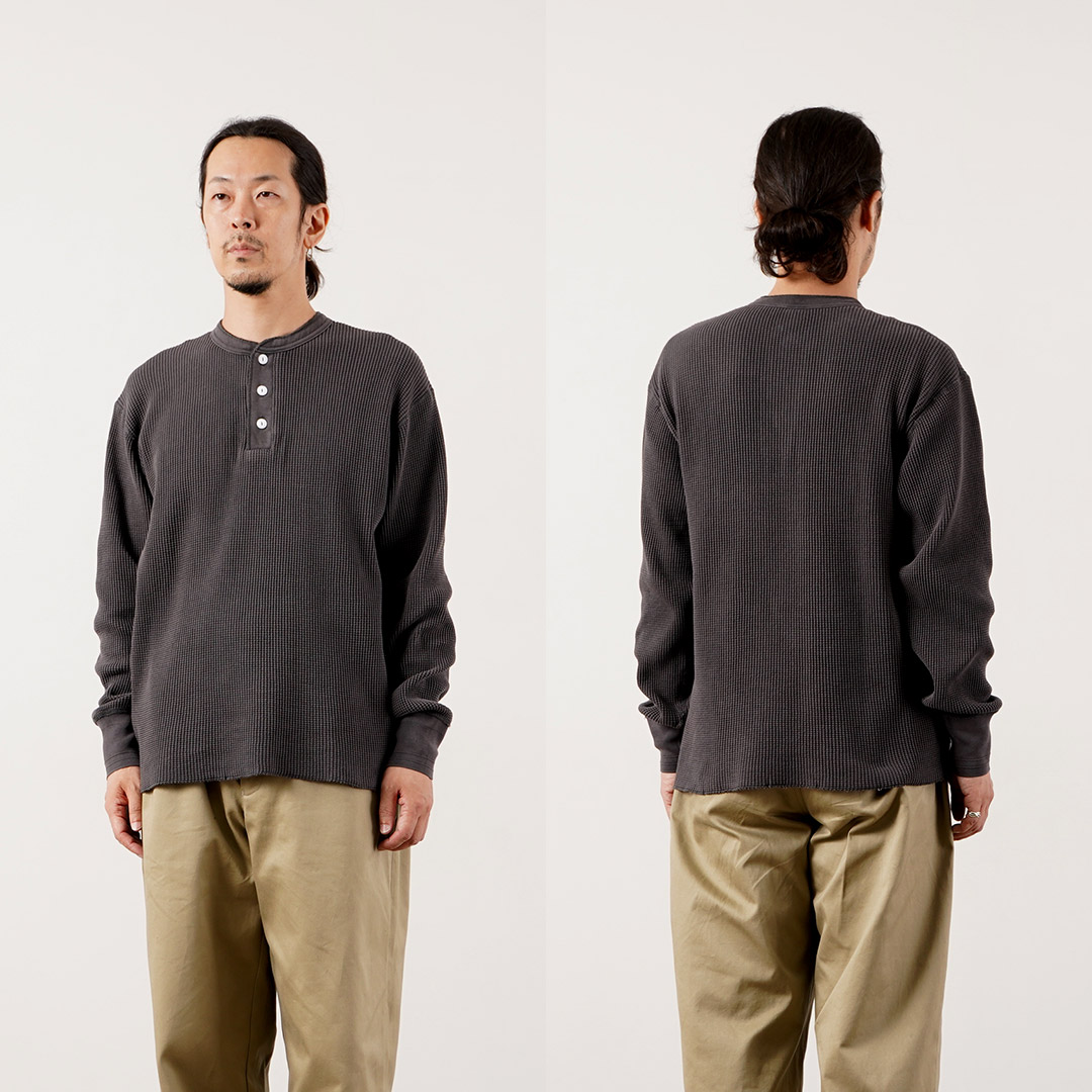 HEALTHKNIT（ヘルスニット） サーマルキングワッフル ヘンリーネック ロングスリーブ (ピグメントダイ) / メンズ 長袖 | Healthknit | 15