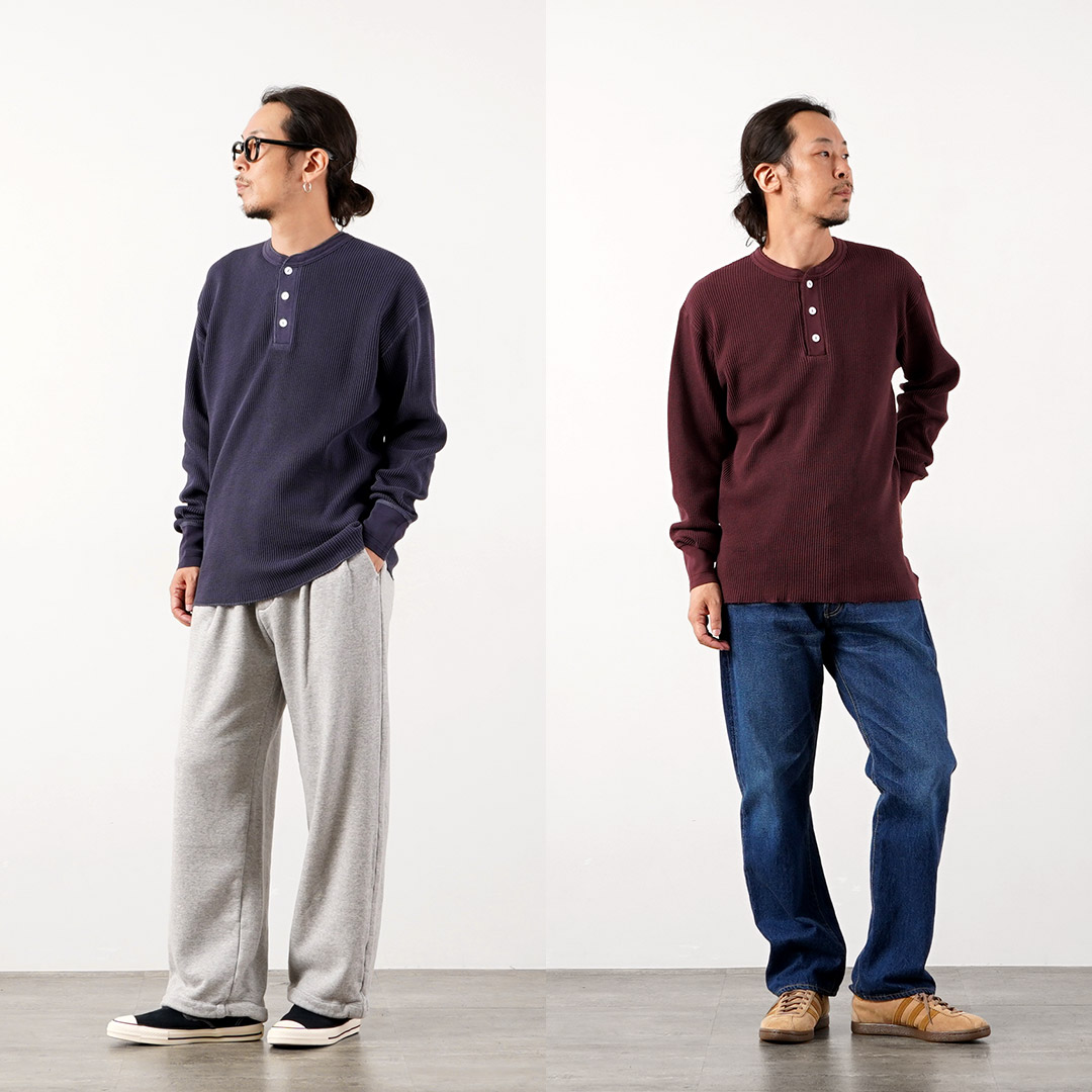 HEALTHKNIT（ヘルスニット） サーマルキングワッフル ヘンリーネック ロングスリーブ (ピグメントダイ) / メンズ 長袖 | Healthknit | 07