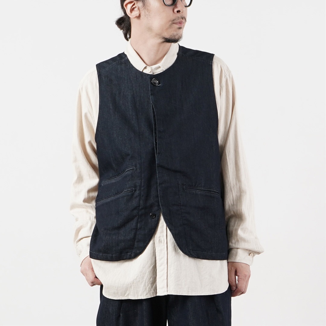 WFELD（フェルド） フレックスデュラ デニム ベスト / メンズソロテックス ストレッチ 軽量 ライトオンスデニム |  | 01