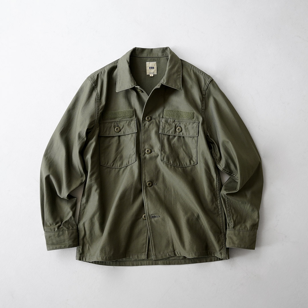 FOB FACTORY（F.O.Bファクトリー） F2469 ユーティリティ ユニフォーム シャツ 日本製 / メンズ バットダイ バックサテン |  | 04