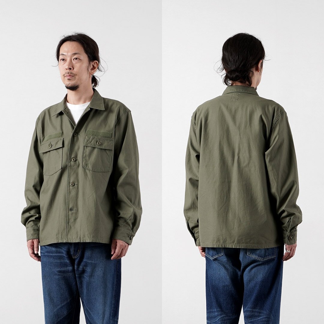 FOB FACTORY（F.O.Bファクトリー） F2469 ユーティリティ ユニフォーム シャツ 日本製 / メンズ バットダイ バックサテン |  | 15