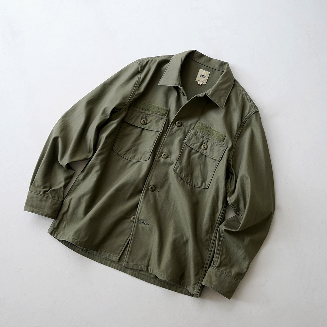 FOB FACTORY（F.O.Bファクトリー） F2469 ユーティリティ ユニフォーム シャツ 日本製 / メンズ バットダイ バックサテン |  | 10