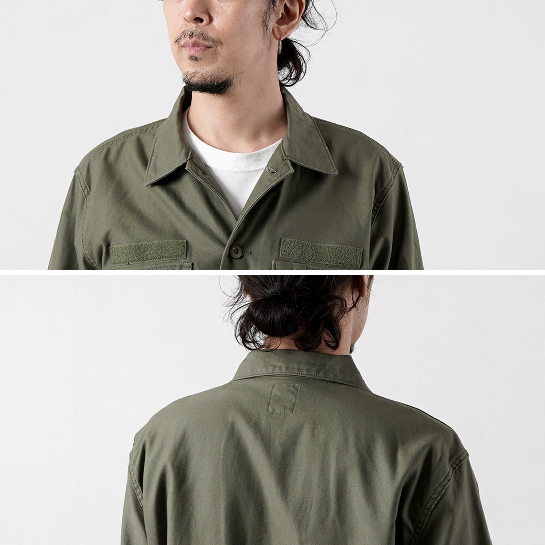 FOB FACTORY（F.O.Bファクトリー） F2469 ユーティリティ ユニフォーム シャツ 日本製 / メンズ バットダイ バックサテン |  | 11