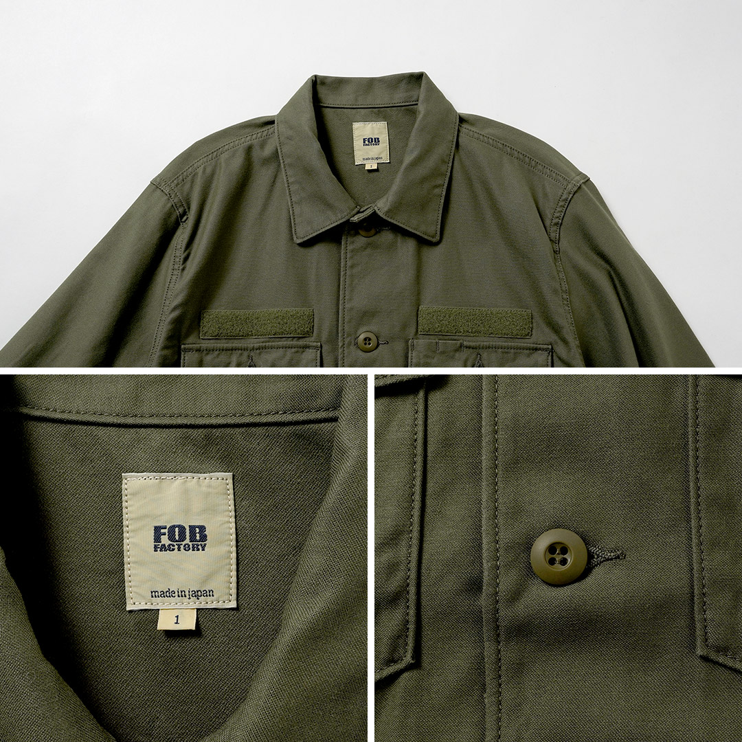 FOB FACTORY（F.O.Bファクトリー） F2469 ユーティリティ ユニフォーム シャツ 日本製 / メンズ バットダイ バックサテン |  | 16
