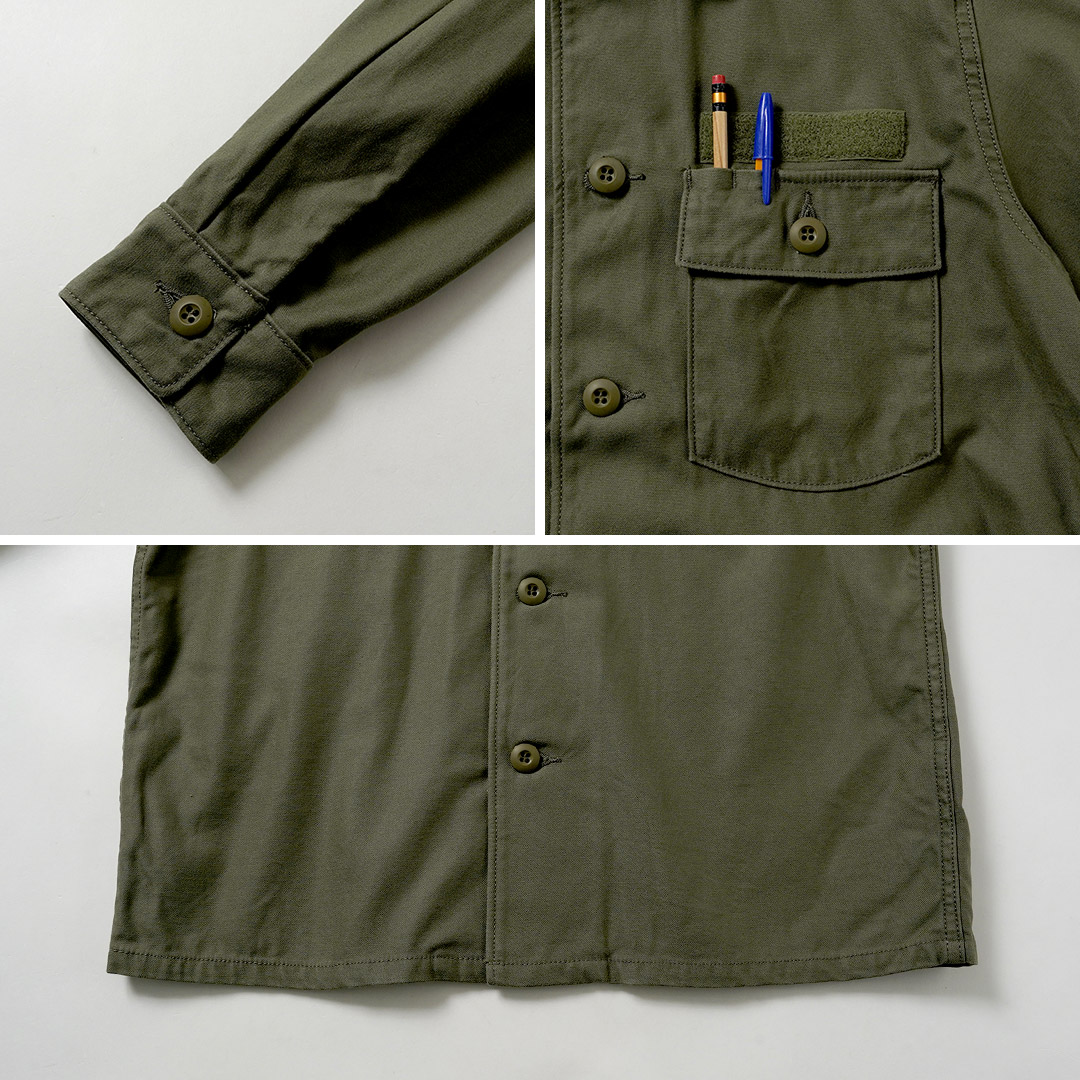 FOB FACTORY（F.O.Bファクトリー） F2469 ユーティリティ ユニフォーム シャツ 日本製 / メンズ バットダイ バックサテン |  | 17