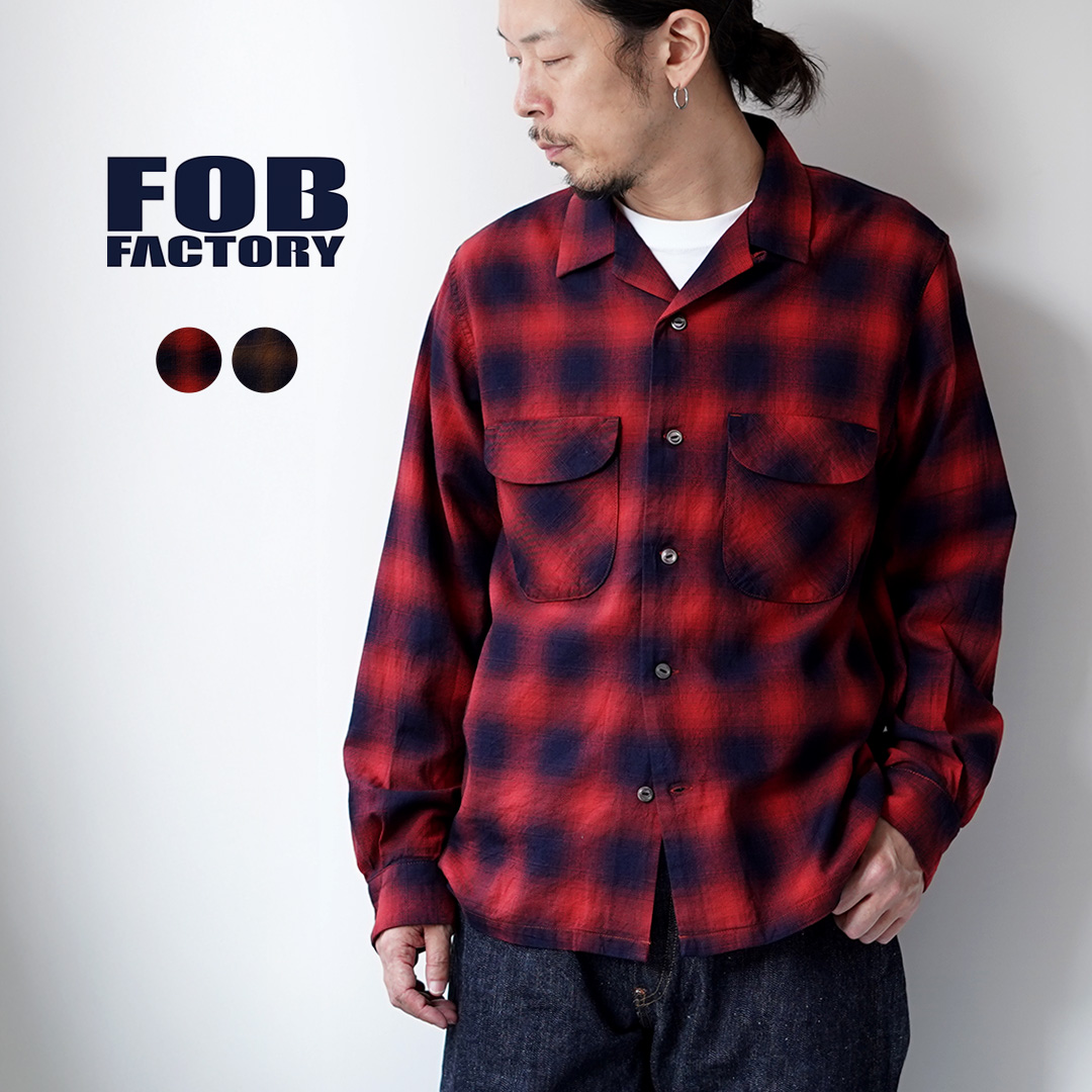 FOB FACTORY（F.O.Bファクトリー） F3519 チェック オープンカラー シャツ 日本製 / メンズ オンブレチェック | 