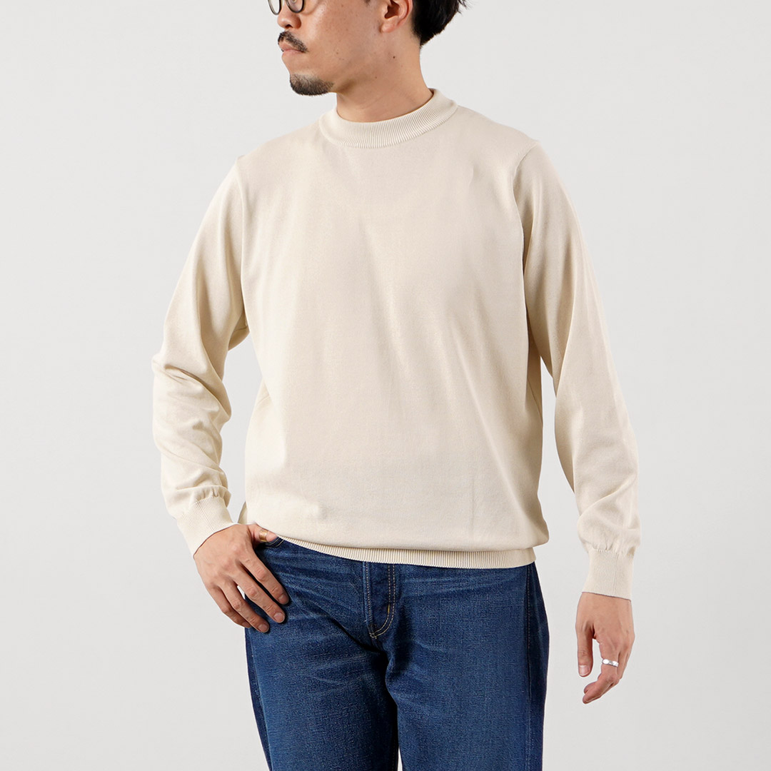 RINASCENTE（リナシェンテ） 別注 ハイブリッド ウォッシャブル 沼ネック ロングスリーブ ニットTシャツ 日本製 / メンズ | Rinascente | 01