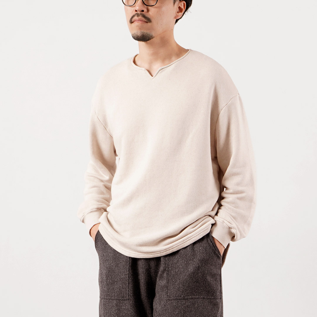 KEMA DESIGNS（ケマデザインズ） キーネック ライトテリー プルオーバー 日本製 / メンズ カットソー 長袖 ロンT | kema designs | 01