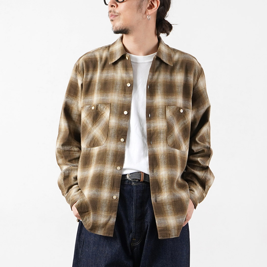 KEMA DESIGNS（ケマデザインズ） リネンウール アムンゼン オンブレー オープンカラーシャツ 日本製 / 長袖 メンズ | kema designs | 01