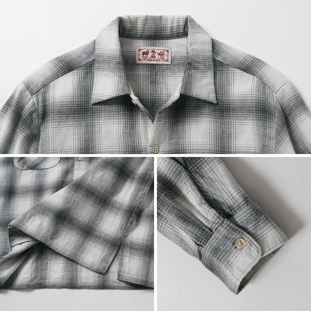 KEMA DESIGNS（ケマデザインズ） リネンウール アムンゼン オンブレー オープンカラーシャツ 日本製 / 長袖 メンズ | kema designs | 17