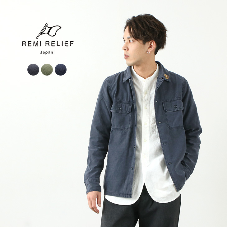 REMI RELIEF（レミレリーフ） ミリタリーシャツ(花スタッズ 
