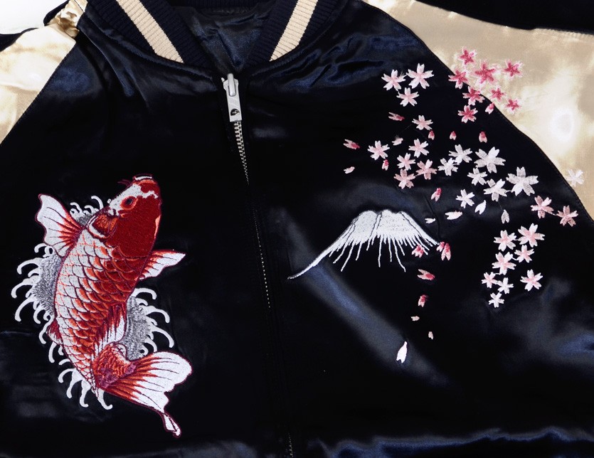 ジャパネスク 和柄 スカジャン メンズ レディース 跳ね鯉 鯉 カープ