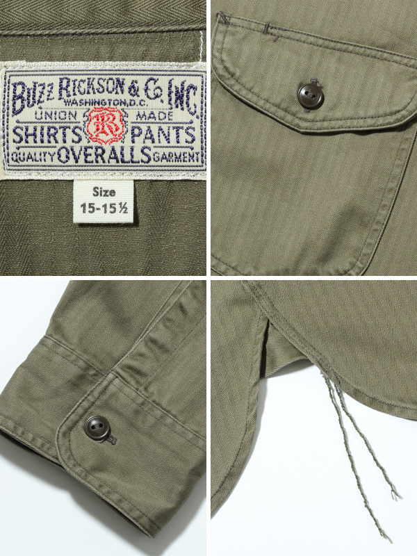 BUZZ RICKSON'S バズリクソンズ シャツ メンズ ヘリンボーン ワーク