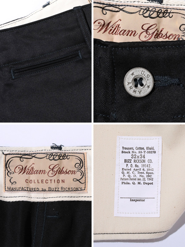 BUZZ RICKSON'S バズリクソンズ WILLIAM GIBSON COLLECTION BLACK CHINO ウイリアムギブソン チノパン