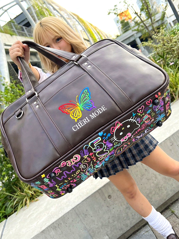 CHERI MODE シェリ モード スクバ スクールバッグ 刺繍 高校生 合皮 黒