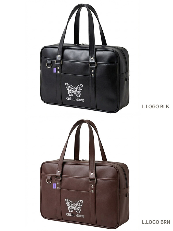 CHERI MODE シェリ モード スクバ スクールバッグ 刺繍 高校生 合皮 黒