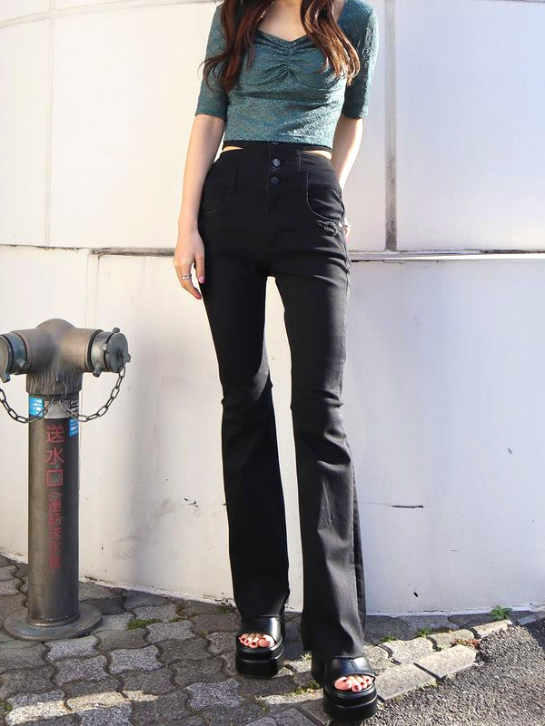 パンツ EMODA JEANS EMODA エモダ デニムパンツ スパーク ビジュー ルーズ ジーンズ