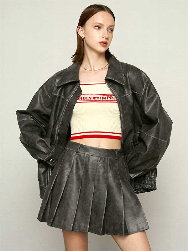 EMODA（エモダ） ヴィンテージ ライク オーバー ブルゾン フェイク