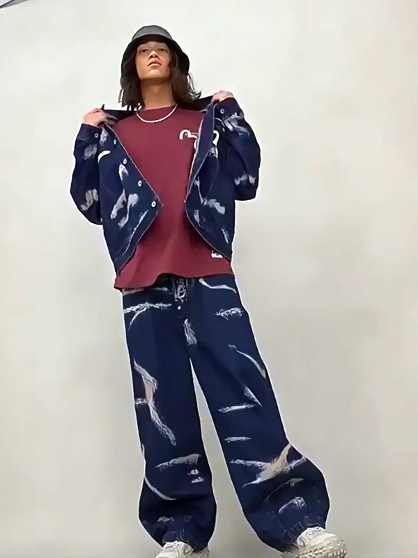 EVISU（エヴィス） ジーンズ カモメ 家紋 タイダイ デニム パンツ