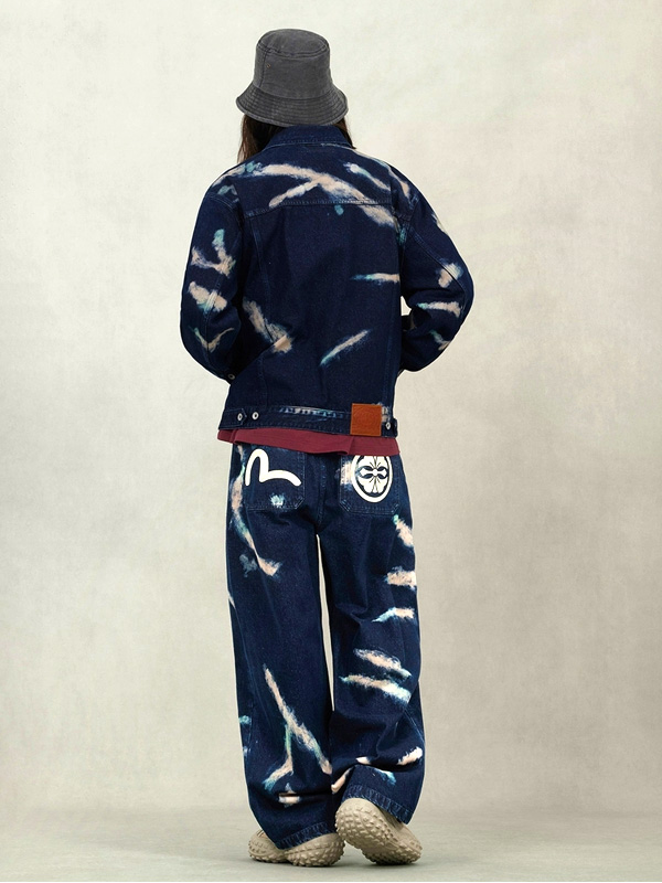 エビス エヴィス evisu シアトル ジャケット カモメ 総柄 EVISU（エヴィス） ジーンズ カモメ タイダイ エビス デニムジャケット