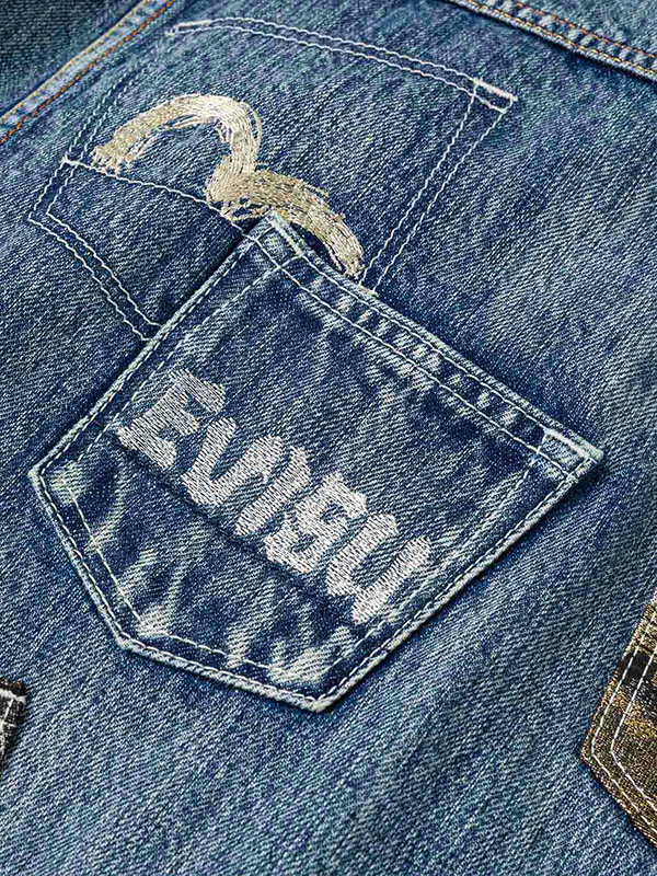 EVISU エヴィス ジーンズ デニムジャケット マルチポケット カモメ 家紋 ロゴ刺繍 2ESHTM6DJ1008の画像