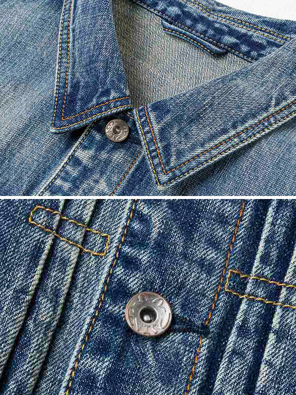 EVISU エヴィス ジーンズ デニムジャケット マルチポケット カモメ 家紋 ロゴ刺繍 2ESHTM6DJ1008の画像
