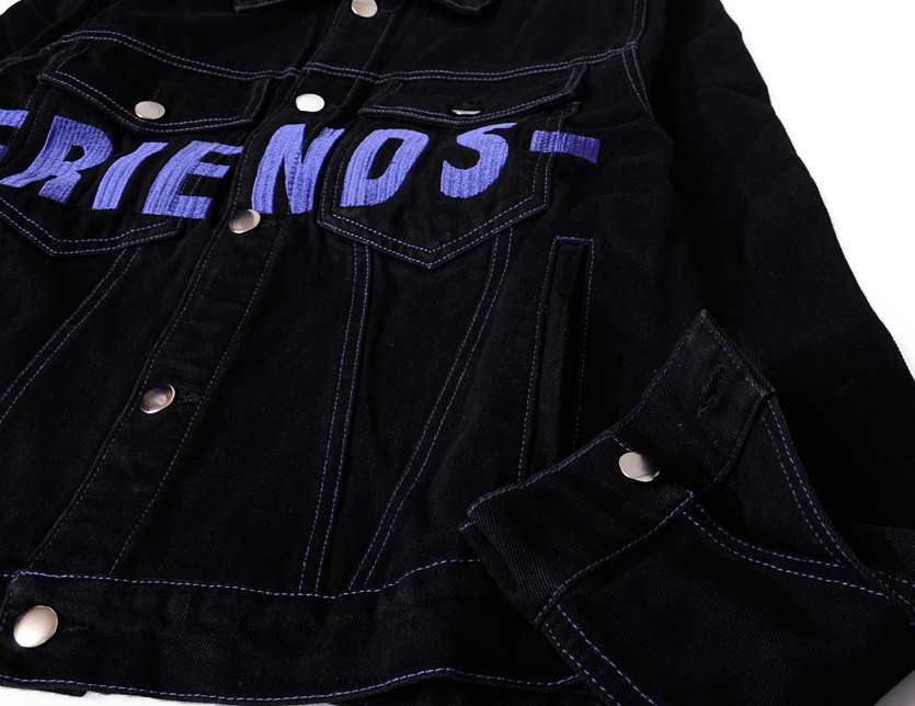 VLONE ヴィーロン ヴィーローン ジャケット Gジャン メンズ レディース FRIENDS DENIM JACKET デニムジャケット フレンズ  Vロゴ 刺繍 FRIENDS-DE-JK-P