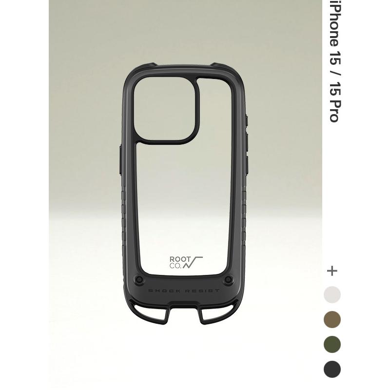 ROOT CO ルートコー iPhone15 15pro ケース アイフォン15シリーズ Shock Resist Case +Hold GSH-4344 GSH-4345｜rodeobros