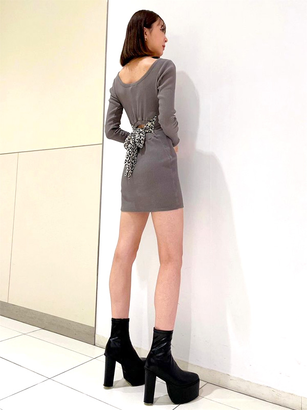 GYDA ジェイダ レオパード BACK リボン テレコ ロンT 長袖