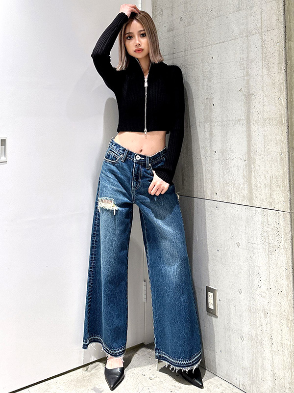 GYDA（ジェイダ） ニット Wファスナー リブ ニット トップス