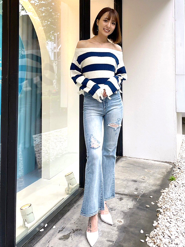 【しずく餅商品】GYDA 未使用 ライト ブルーデニム フレアパンツ GYDA 【在庫処分】GYDA ジェイダ デニム パンツ おしゃれ
