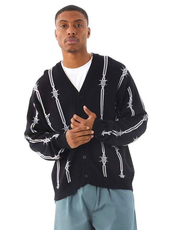 HUF ボーダーカーディガン Mサイズ HUF ハフ カーディガン レディース メンズ 有刺鉄線 BARBED WIRE
