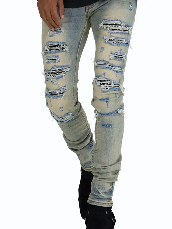 mnmlミニマル 新品未使用 ペイズリーストレッチスキニーデニム 32 blue mnml ミニマル スキニー X165 PASLEY STRETCH DENIM ペイズリー