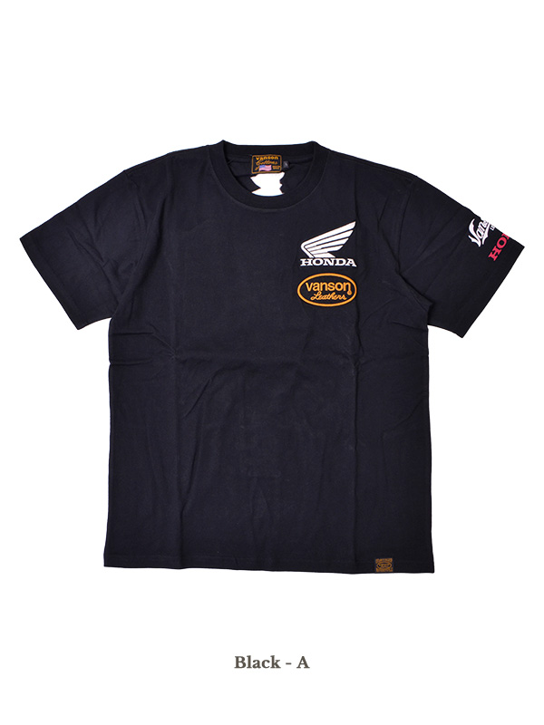 VANSON HONDA バンソン ホンダ Tシャツ メンズ レディ―ス 半袖 HRC ボーン刺繍 ボーン 骨 HRV-2402｜rodeobros｜02